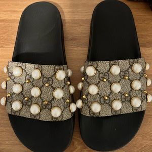 Authentic Gucci Pearl Slide Sandals